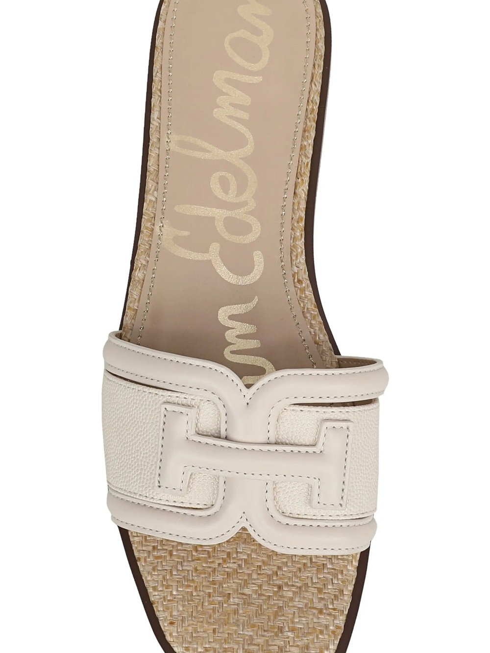 Sam Edelman Cream Slide Sandal with Woven Footbed - Picture 2 of 5